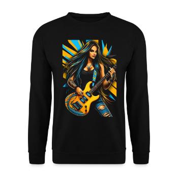 Wild guitar diva with electric guitar - Unisex Sweatshirt - black - Front - Alina (178cm) & Michal (187cm)
