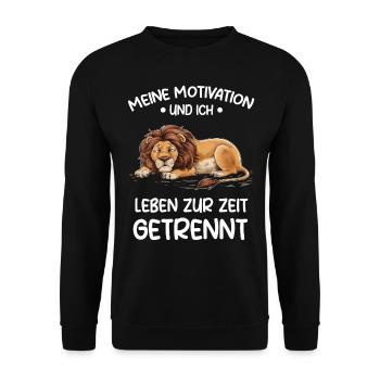 Lazy Tshirt Work Lion Funny Sarcasm Office - Unisex Sweatshirt - black - Front - Alina (178cm) & Michal (187cm)