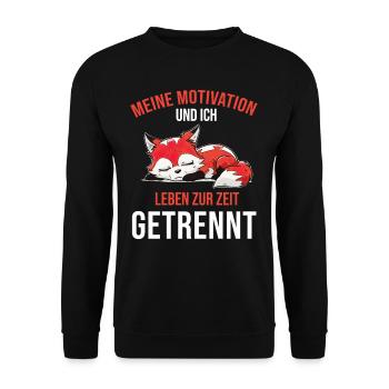 Lazy Tshirt Work Fox Funny Sarcasm Office - Unisex Sweatshirt - black - Front - Alina (178cm) & Michal (187cm)