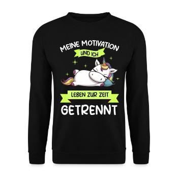 Lazy Tshirt Work Unicorn Funny Sarcasm Office - Unisex Sweatshirt - black - Front - Alina (178cm) & Michal (187cm)
