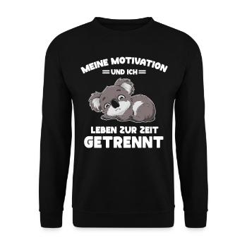 Lazy Tshirt Work Koala Funny Sarcasm Office - Unisex Sweatshirt - black - Front - Alina (178cm) & Michal (187cm)
