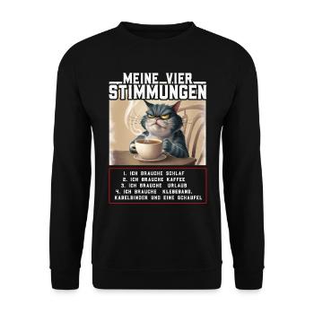 Faul Tshirt Arbeit Katze Witzig Sarkasmus Büro - Unisex Pullover - Schwarz - Vorne - Alina (178cm) & Michal (187cm)