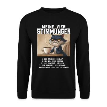 Faul Tshirt Arbeit Katze Witzig Sarkasmus Büro - Unisex Pullover - Schwarz - Vorne - Alina (178cm) & Michal (187cm)