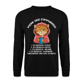 Lazy Tshirt Work Cat Funny Sarcasm Office - Unisex Sweatshirt - black - Front - Alina (178cm) & Michal (187cm)