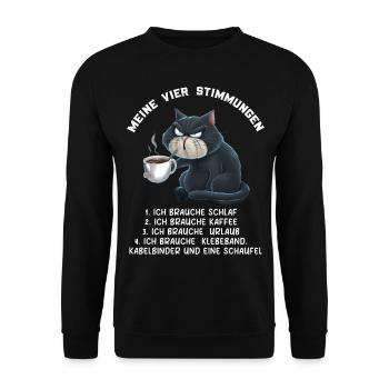 Faul Tshirt Arbeit Katze Witzig Sarkasmus Büro - Unisex Pullover - Schwarz - Vorne - Alina (178cm) & Michal (187cm)