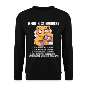 Lazy Tshirt Work Cat Funny Sarcasm Office - Unisex Sweatshirt - black - Front - Alina (178cm) & Michal (187cm)