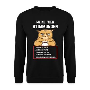 Lazy Tshirt Work Cat Funny Sarcasm Office - Unisex Sweatshirt - black - Front - Alina (178cm) & Michal (187cm)