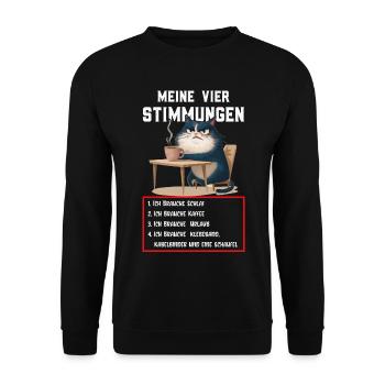 Faul Tshirt Arbeit Katze Witzig Sarkasmus Büro - Unisex Pullover - Schwarz - Vorne - Alina (178cm) & Michal (187cm)