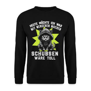 Irony Funny Work Cat Funny Sarcasm Antisocial - Unisex Sweatshirt - black - Front - Alina (178cm) & Michal (187cm)