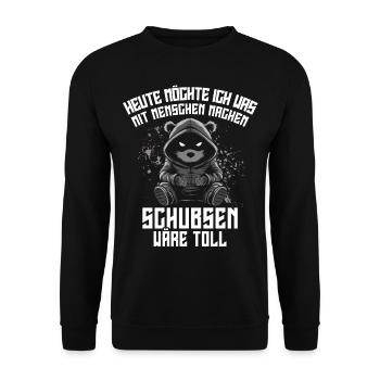 Bear, Irony, Funny, Work, Funny, Sarcasm, Antisocial - Unisex Sweatshirt - black - Front - Alina (178cm) & Michal (187cm)