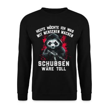 Bear, Irony, Funny, Work, Funny, Sarcasm, Antisocial - Unisex Sweatshirt - black - Front - Alina (178cm) & Michal (187cm)