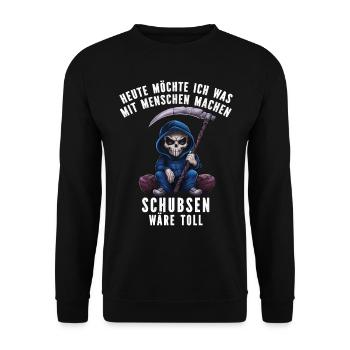 Naughty Irony Funny Work Funny Sarcasm Antisocial - Unisex Sweatshirt - black - Front - Alina (178cm) & Michal (187cm)
