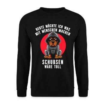Dog, Irony, Funny, Work, Funny, Sarcasm, Antisocial - Unisex Sweatshirt - black - Front - Alina (178cm) & Michal (187cm)