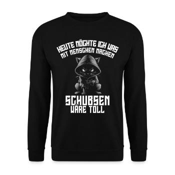 Irony Funny Work Cat Funny Sarcasm Antisocial - Unisex Sweatshirt - black - Front - Alina (178cm) & Michal (187cm)