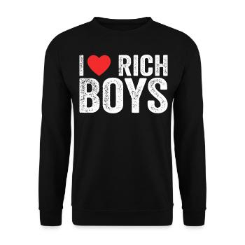I Love Rich Boys Tees I Heart Rich Boys Funny - Unisex Sweatshirt - black - Front - Alina (178cm) & Michal (187cm)