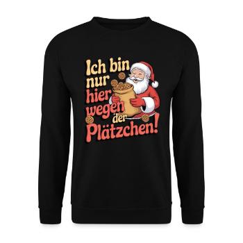 Ich bin nur hier wegen der Plätzchen - Unisex Pullover - Schwarz - Vorne - Alina (178cm) & Michal (187cm)