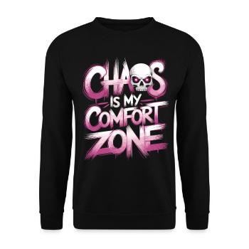 Chaos is my feel-good area - Unisex Sweatshirt - black - Front - Alina (178cm) & Michal (187cm)