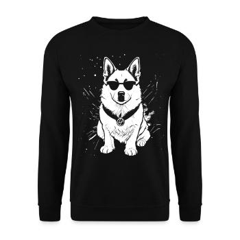 Cooler Hund mit Sonnenbrille - Retro Look - Unisex Pullover - Schwarz - Vorne - Alina (178cm) & Michal (187cm)