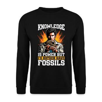Fossil Hunter Knowledge Is Power Paleontologist - Unisex Sweatshirt - black - Front - Alina (178cm) & Michal (187cm)