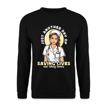 Nurse Practitioner Just Another Day Of Healthcare - Unisex Pullover - Schwarz - Vorne - Alina (178cm) & Michal (187cm)