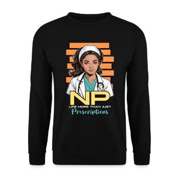 Nurse Practitioner NP Life More Nursing Assistant - Unisex Sweatshirt - black - Front - Alina (178cm) & Michal (187cm)