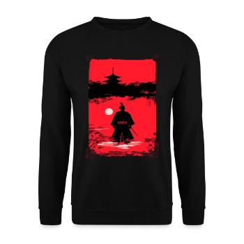 Samurai im Mondlicht - Unisex Pullover - Schwarz - Vorne - Alina (178cm) & Michal (187cm)