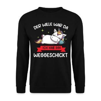 Unicorn Tshirt Funny Funny Humor Sarcasm Irony - Unisex Sweatshirt - black - Front - Alina (178cm) & Michal (187cm)