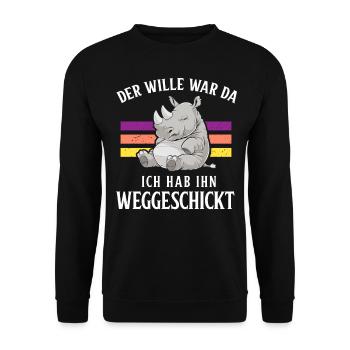 Rhino Tshirt Funny Funny Humor Sarcasm Irony - Unisex Sweatshirt - black - Front - Alina (178cm) & Michal (187cm)