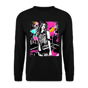 Art de la mode de rue audacieux - Sweat-shirt Unisexe - noir - Devant - Alina (178cm) & Michal (187cm)