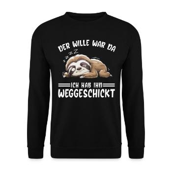 Sloth Tshirt Funny Funny Humor Sarcasm - Unisex Sweatshirt - black - Front - Alina (178cm) & Michal (187cm)