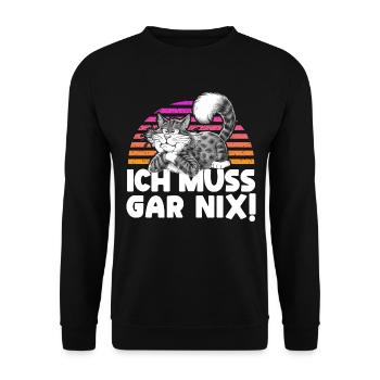 Lazy Tshirt Work Cat Funny Sarcasm Office - Unisex Sweatshirt - black - Front - Alina (178cm) & Michal (187cm)