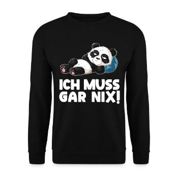 Lazy Tshirt Work Panda Funny Sarcasm Office - Unisex Sweatshirt - black - Front - Alina (178cm) & Michal (187cm)