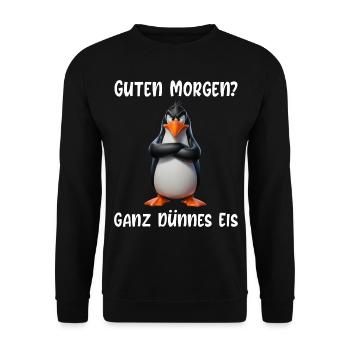 Penguin Tshirt Funny Funny Humor Sarcasm Office - Unisex Sweatshirt - black - Front - Alina (178cm) & Michal (187cm)