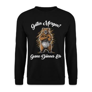 Bear Tshirt Funny Funny Humor Sarcasm Office - Unisex Sweatshirt - black - Front - Alina (178cm) & Michal (187cm)