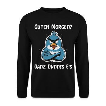 Penguin Tshirt Funny Funny Humor Sarcasm Office - Unisex Sweatshirt - black - Front - Alina (178cm) & Michal (187cm)