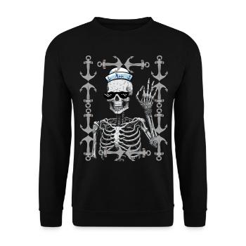 maritim Halloween Matrose Moin Seefahrer Seemann - Unisex Pullover - Schwarz - Vorne - Alina (178cm) & Michal (187cm)