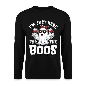 Fantôme d’Halloween, je suis juste là pour les huées - Sweat-shirt Unisexe - noir - Devant - Alina (178cm) & Michal (187cm)