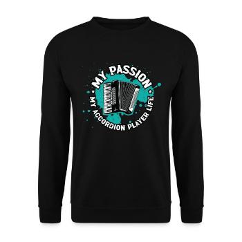 Accordion Player My Passion My Accordion Musician - Unisex Pullover - Schwarz - Vorne - Alina (178cm) & Michal (187cm)