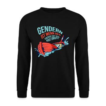 Gendern Tshirt Herren Damen Lustig Witzig Spruch - Unisex Pullover - Schwarz - Vorne - Alina (178cm) & Michal (187cm)
