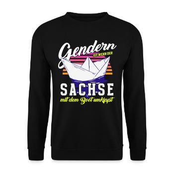Gendern Tshirt Herren Damen Lustig Witzig Spruch - Unisex Pullover - Schwarz - Vorne - Alina (178cm) & Michal (187cm)