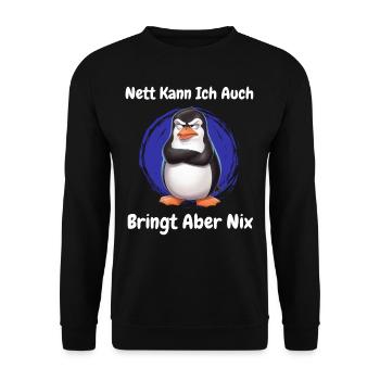 Penguin Tshirt Funny Funny Humor Sarcasm Office - Unisex Sweatshirt - black - Front - Alina (178cm) & Michal (187cm)