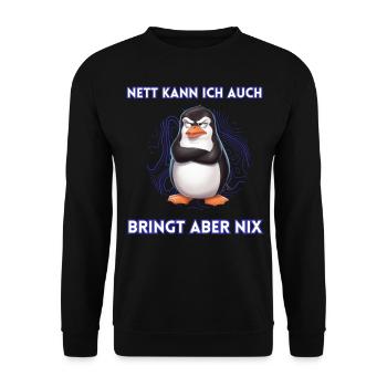 Penguin Tshirt Funny Funny Humor Sarcasm Office - Unisex Sweatshirt - black - Front - Alina (178cm) & Michal (187cm)