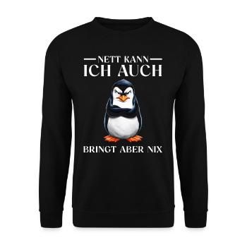 Penguin Tshirt Funny Funny Humor Sarcasm Office - Unisex Sweatshirt - black - Front - Alina (178cm) & Michal (187cm)
