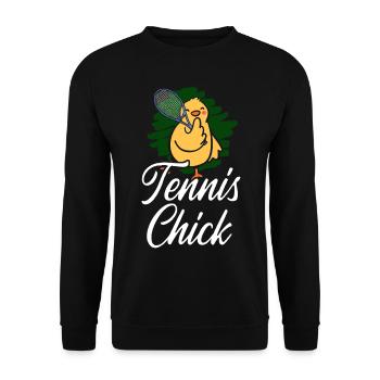 Funny Tennis Player Racket Chicken - Unisex Sweatshirt - black - Front - Alina (178cm) & Michal (187cm)