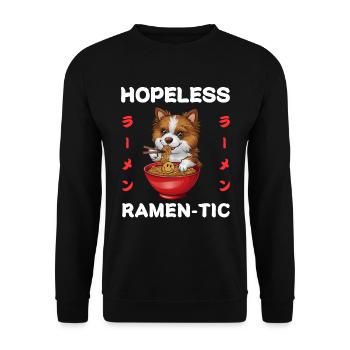 Dog Ramen Noodles Chibi Asia Noodle Soup Anime - Unisex Sweatshirt - black - Front - Alina (178cm) & Michal (187cm)