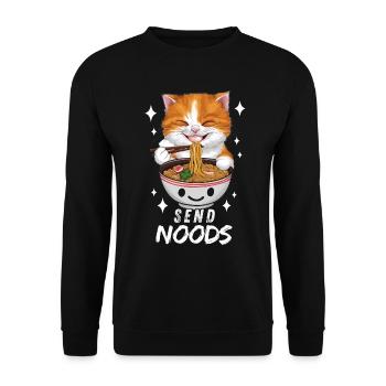Chat Ramen Nouilles Chibi Asia Noodle Soupe Anime - Sweat-shirt Unisexe - noir - Devant - Alina (178cm) & Michal (187cm)