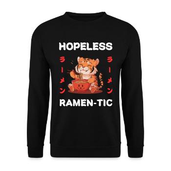 Tiger Ramen Noodles Chibi Asia Noodle Soup Anime - Unisex Sweatshirt - black - Front - Alina (178cm) & Michal (187cm)