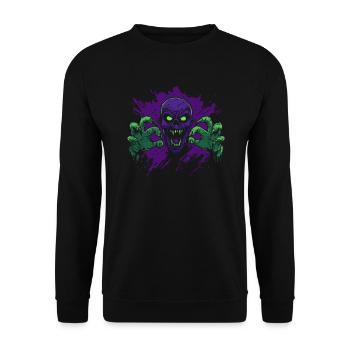 Horror Halloween Costume - Zombie with Green Hands - Unisex Sweatshirt - black - Front - Alina (178cm) & Michal (187cm)