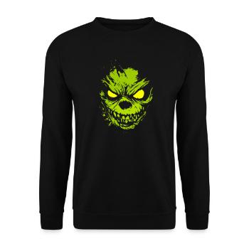 Horror Halloween Costume Glowing Green Monster - Unisex Sweatshirt - black - Front - Alina (178cm) & Michal (187cm)