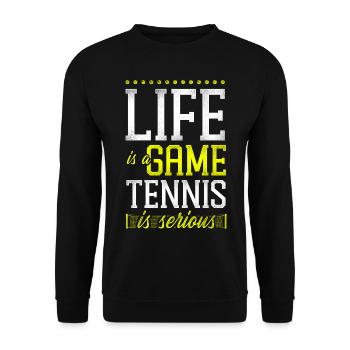 Drôle de joueur de tennis raquette la vie est - Sweat-shirt Unisexe - noir - Devant - Alina (178cm) & Michal (187cm)